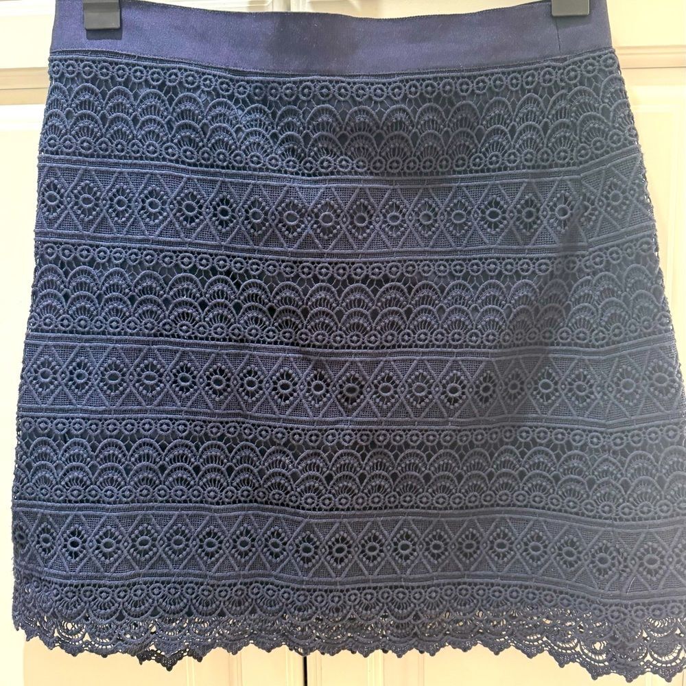 Loft  Navy Lace Skirt 8